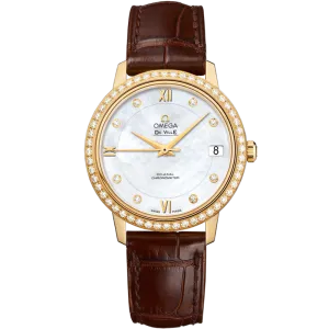 Omega De Ville Prestige 32.7 mm, yellow gold on leather strap