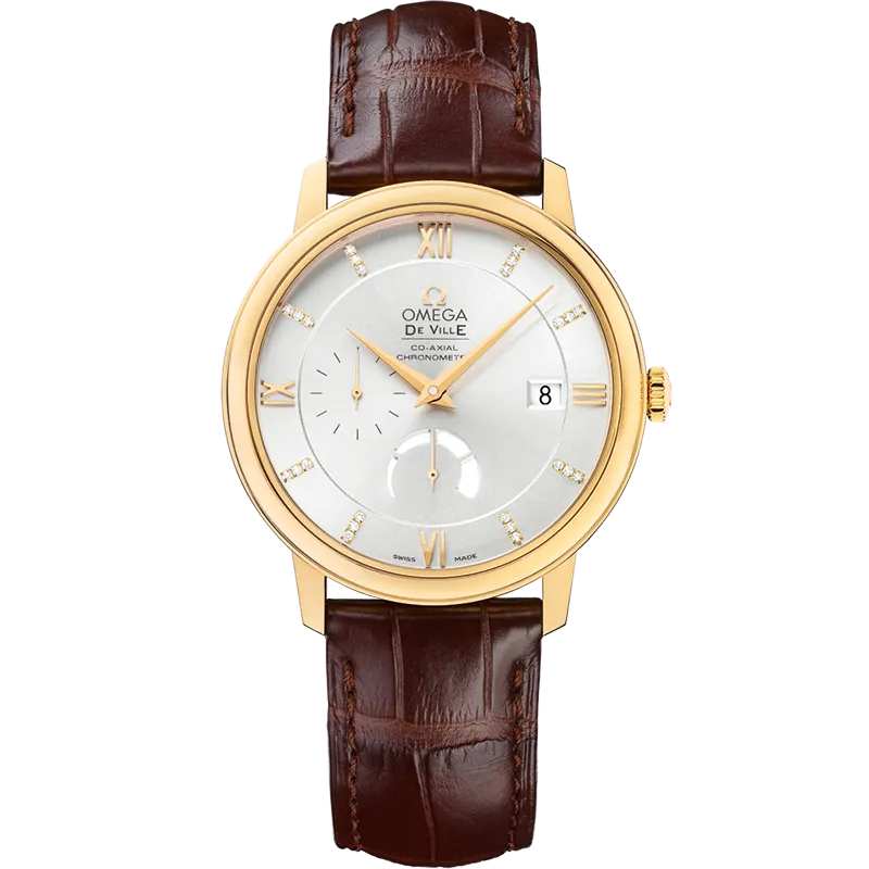 Omega De Ville Prestige 39.5 mm, yellow gold on leather strap