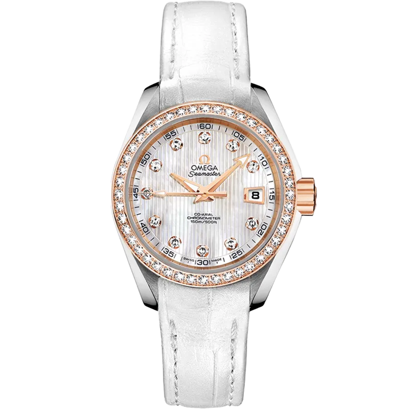Omega Seamaster Aqua Terra 150M 30 mm, steel - red gold on leather strap