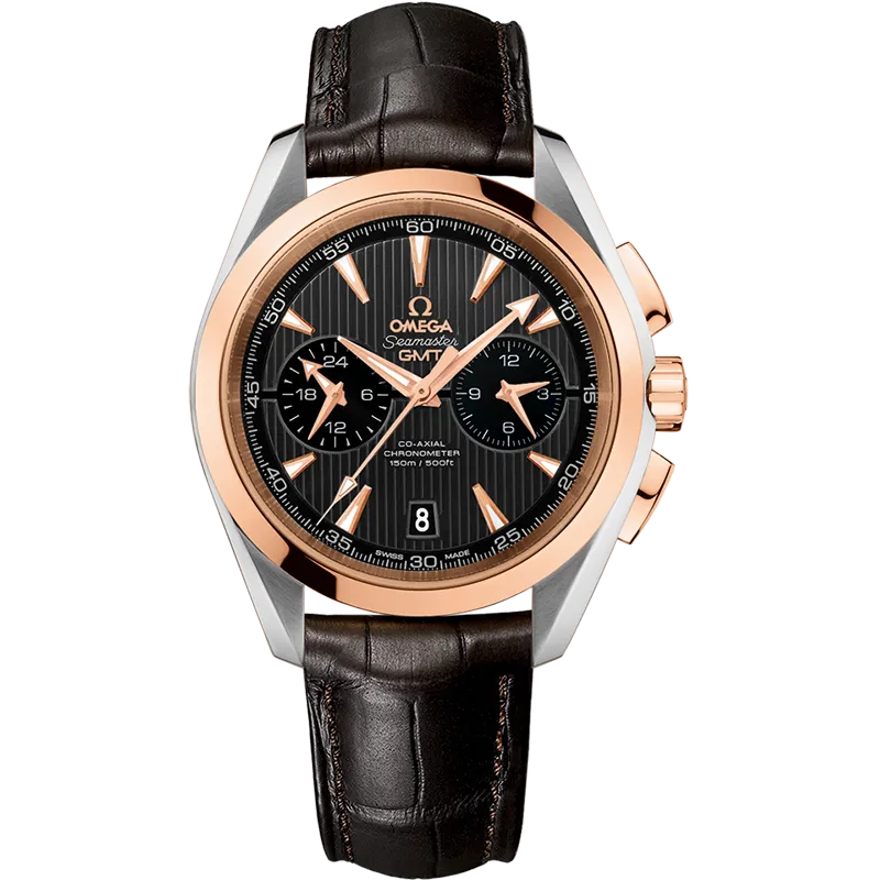 Omega Seamaster Aqua Terra 150M 43 mm, steel - red gold on leather strap