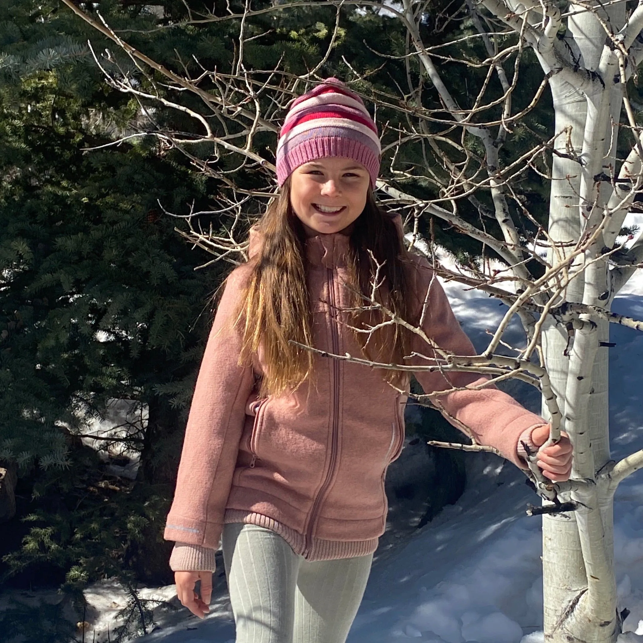 ORGANIC BOILED MERINO WOOL OUTDOOR JACKET - rose