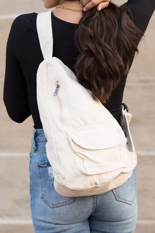 Oversized Canvas Sling Bag Backpack
