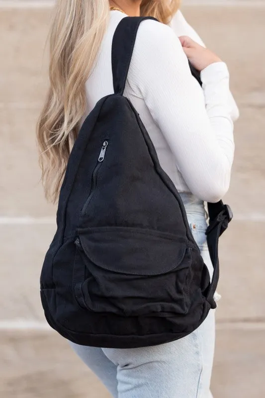 Oversized Canvas Sling Bag Backpack