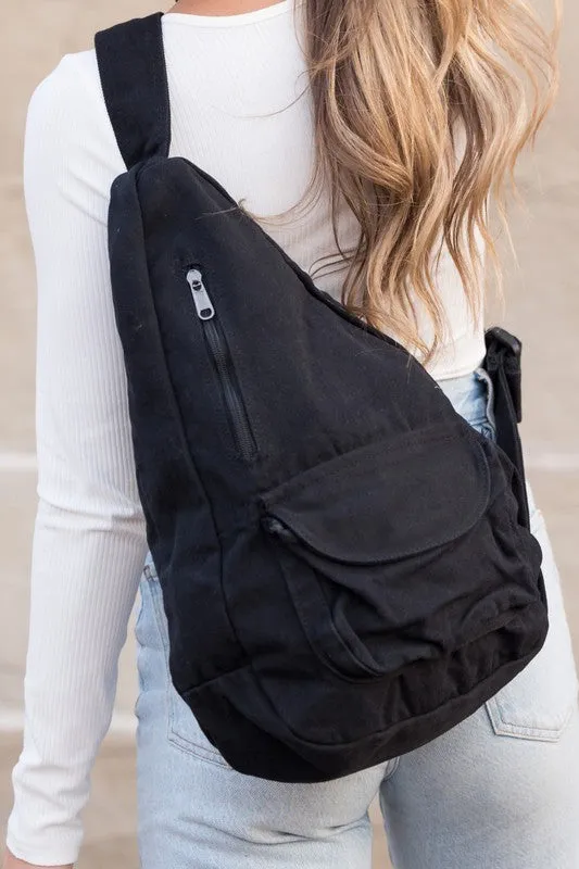 Oversized Canvas Sling Bag Backpack