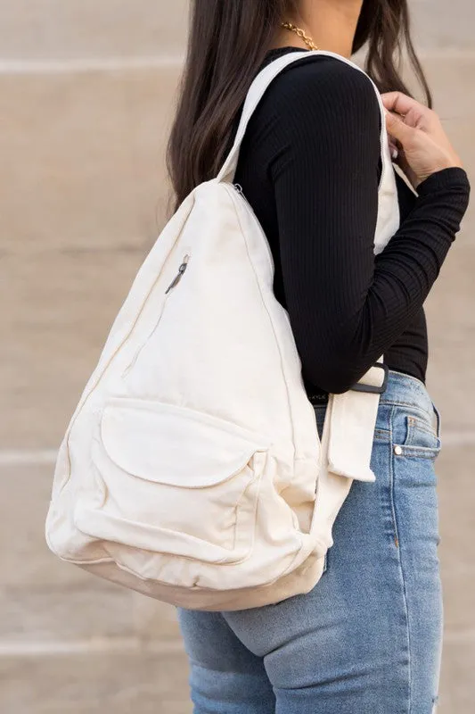 Oversized Canvas Sling Bag Backpack