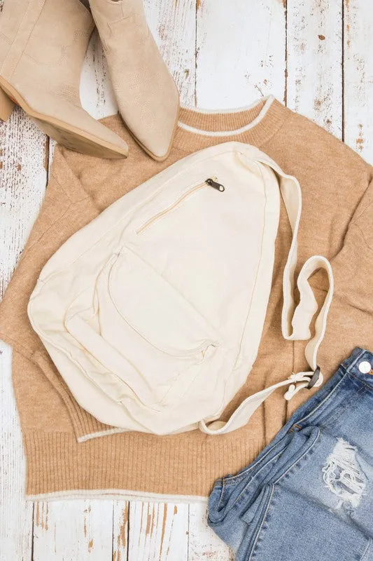 Oversized Canvas Sling Bag Backpack