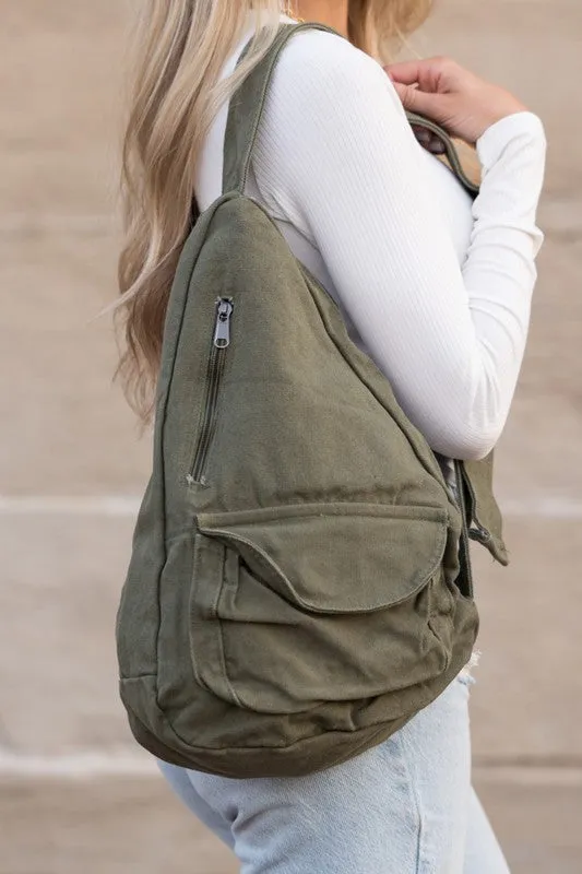 Oversized Canvas Sling Bag Backpack
