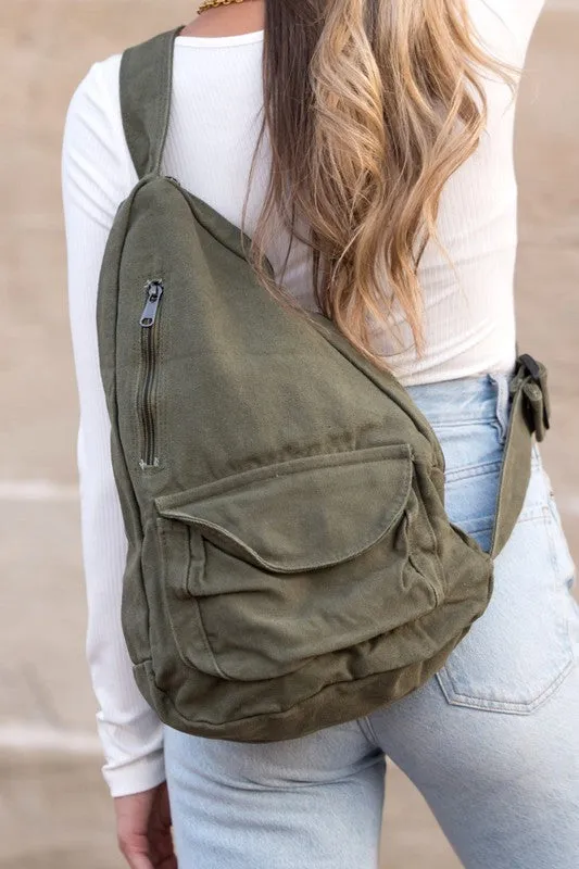 Oversized Canvas Sling Bag Backpack