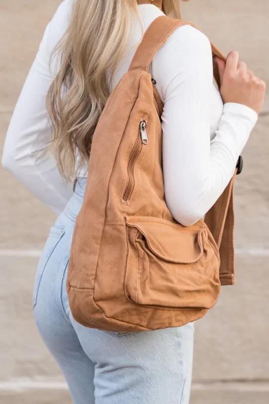 Oversized Canvas Sling Bag Backpack