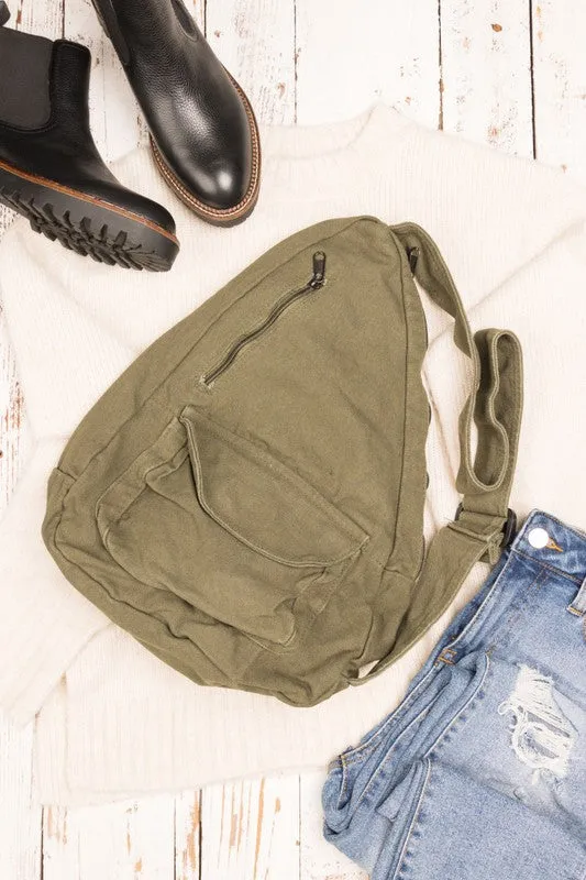 Oversized Canvas Sling Bag Backpack