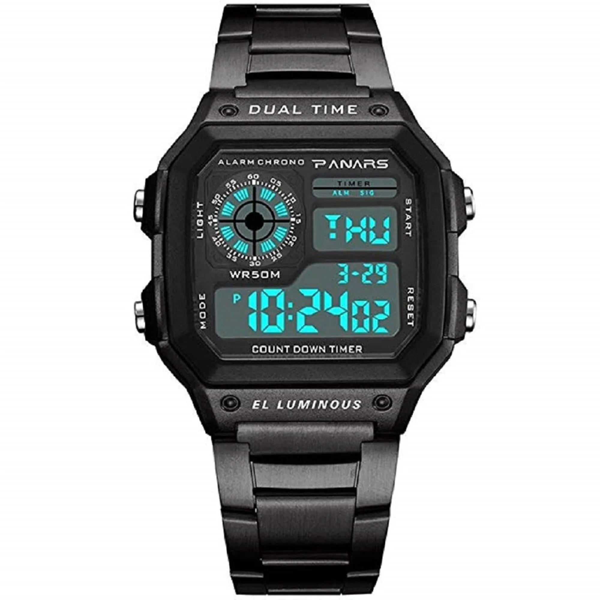 Panars sport wristwatches for Men Stainless Steel Electronic Wristwatch
