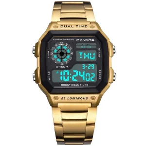 Panars sport wristwatches for Men Stainless Steel Electronic Wristwatch