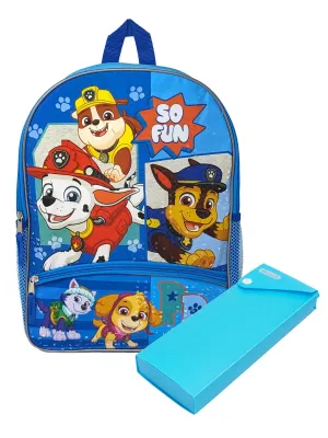 Paw Patrol Backpack 16" Chase Marshall w/ Sliding Pencil Case School Set