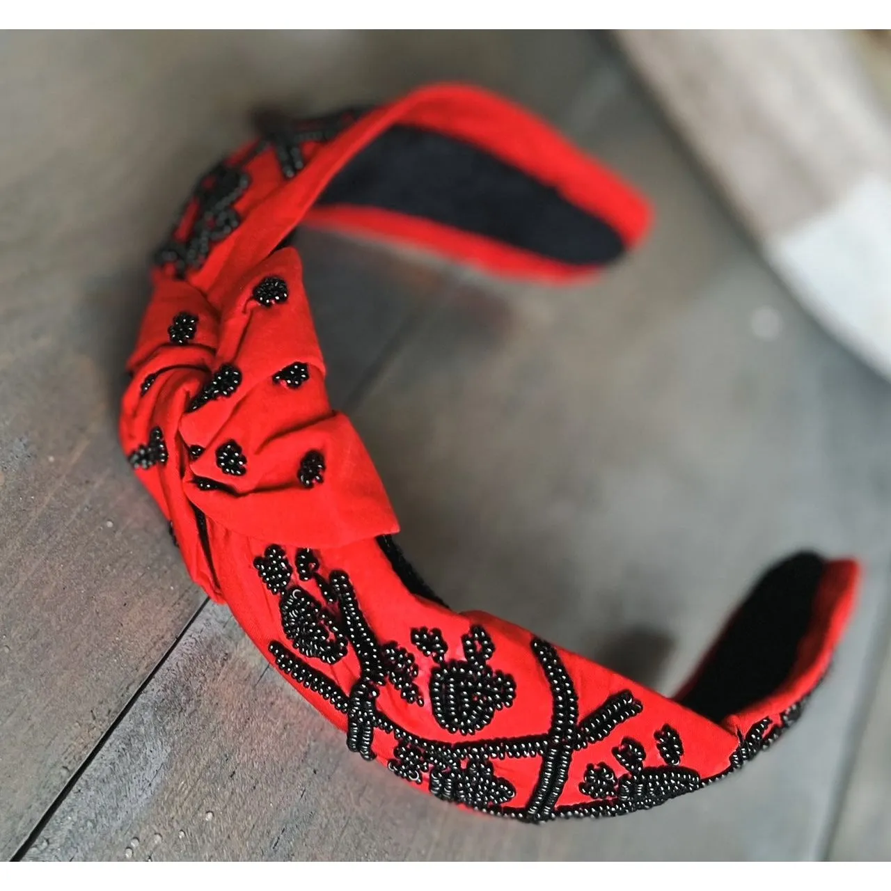 Paw Print Seed Beaded Team Spirit Top Knot Headband.