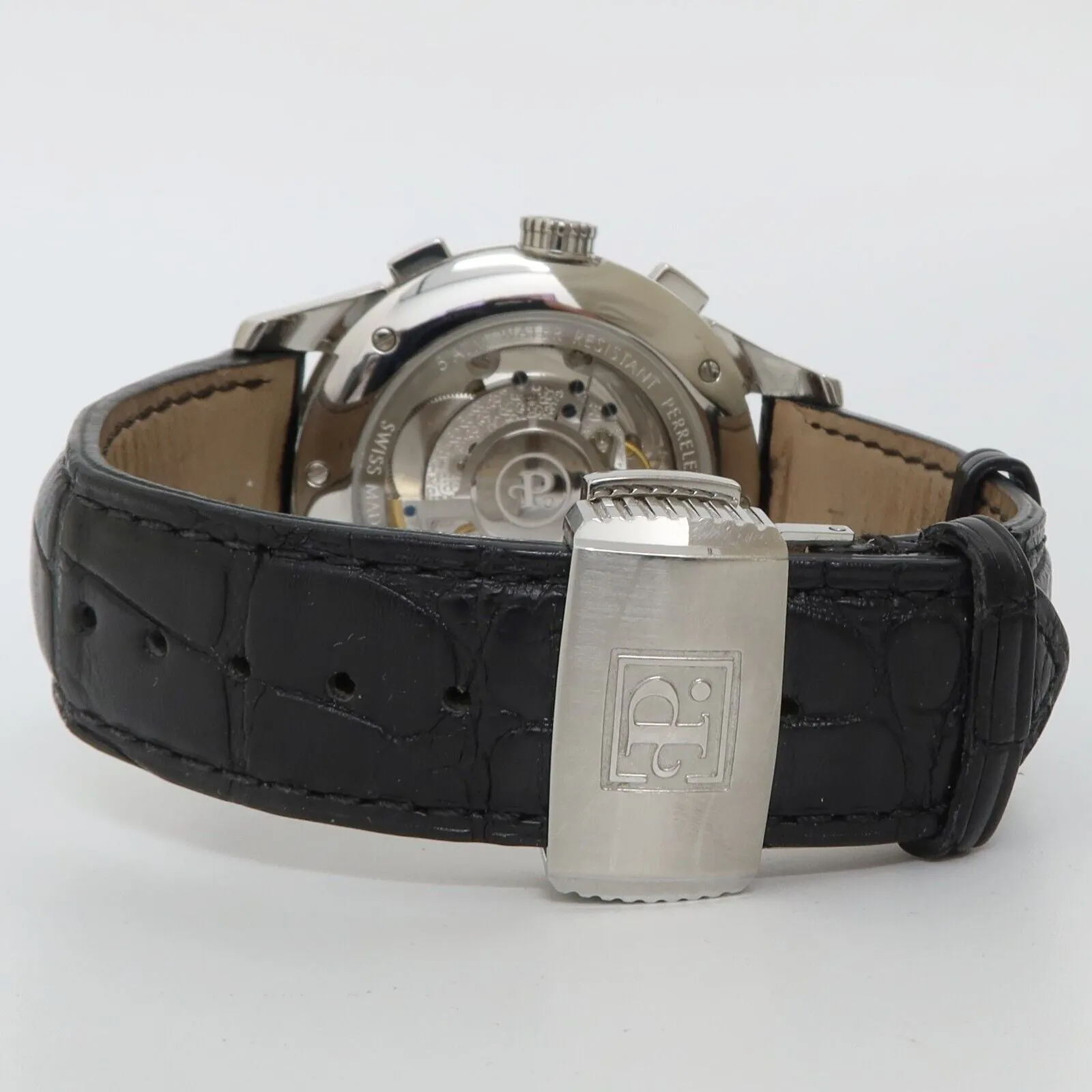 Perrelet Big Date Chronograph Silver Dial Stainless Steel Automatic A1008
