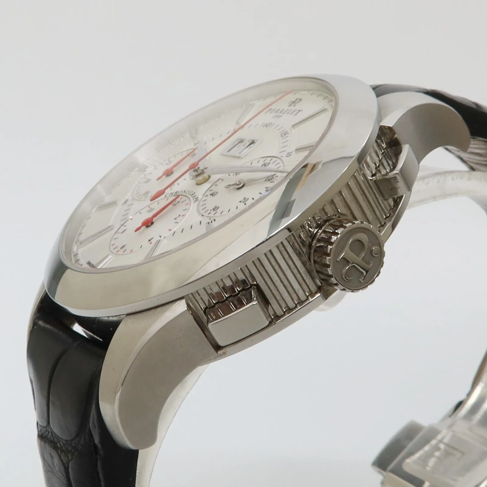 Perrelet Big Date Chronograph Silver Dial Stainless Steel Automatic A1008