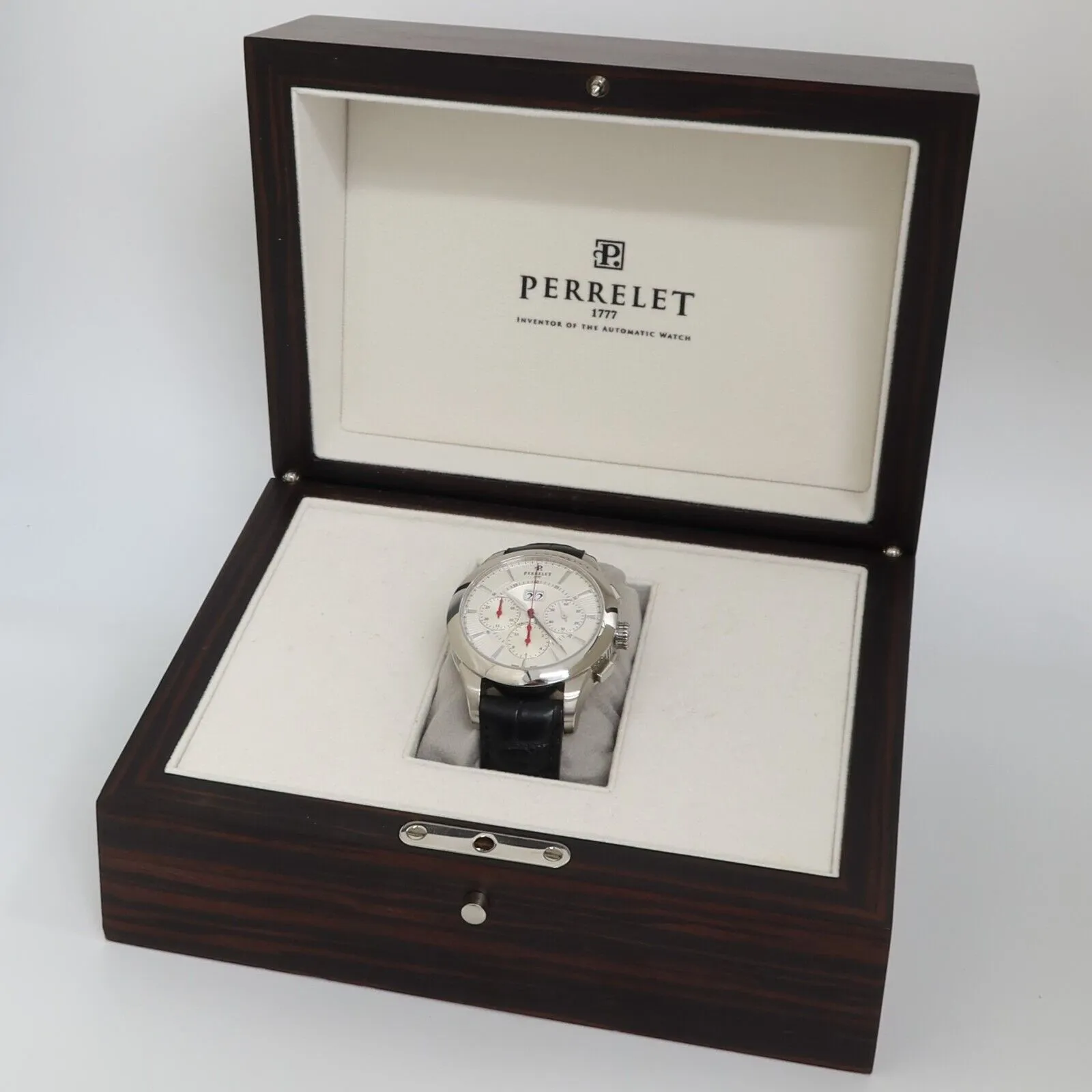 Perrelet Big Date Chronograph Silver Dial Stainless Steel Automatic A1008