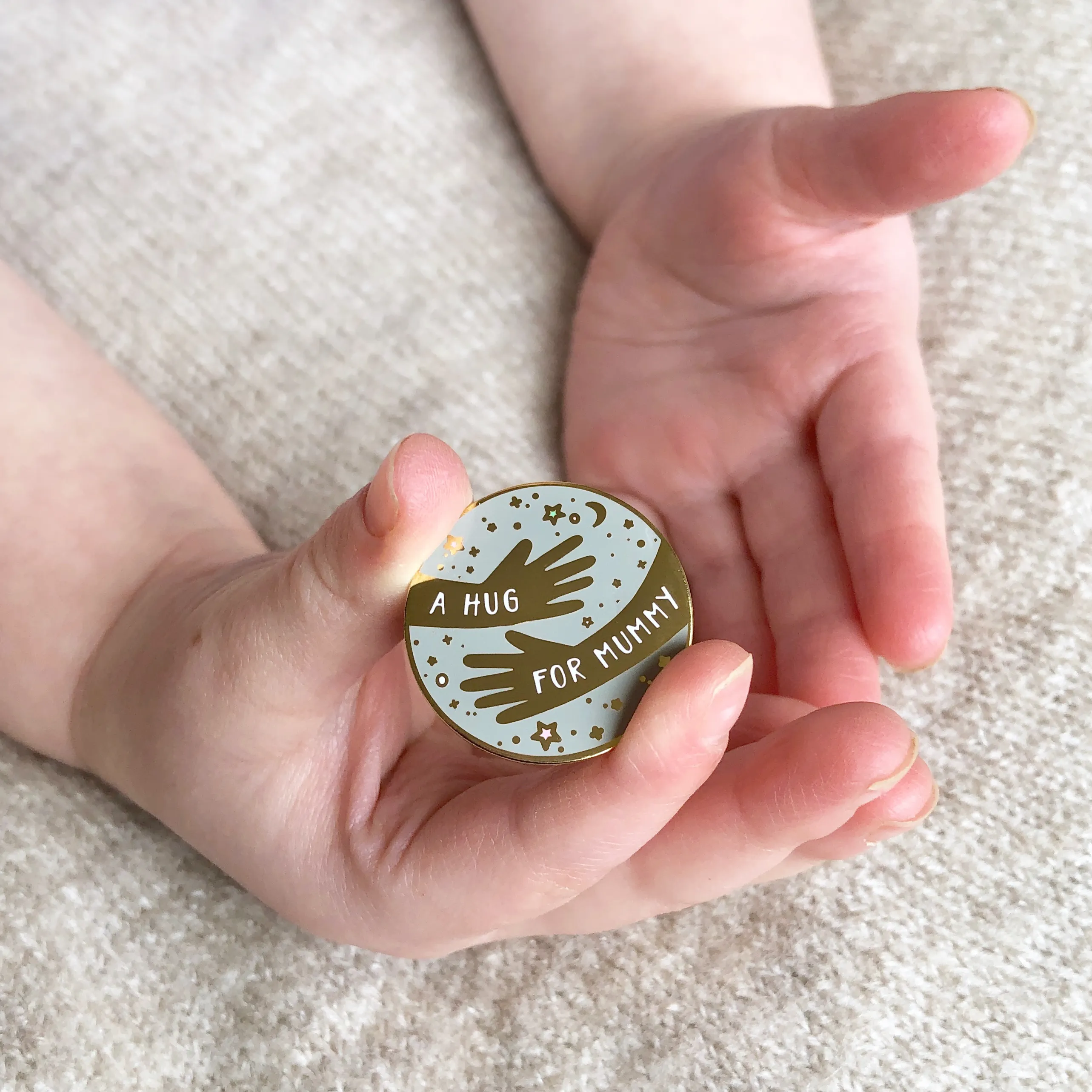 Personalised 'A Hug For Mummy' Pin Badge Card