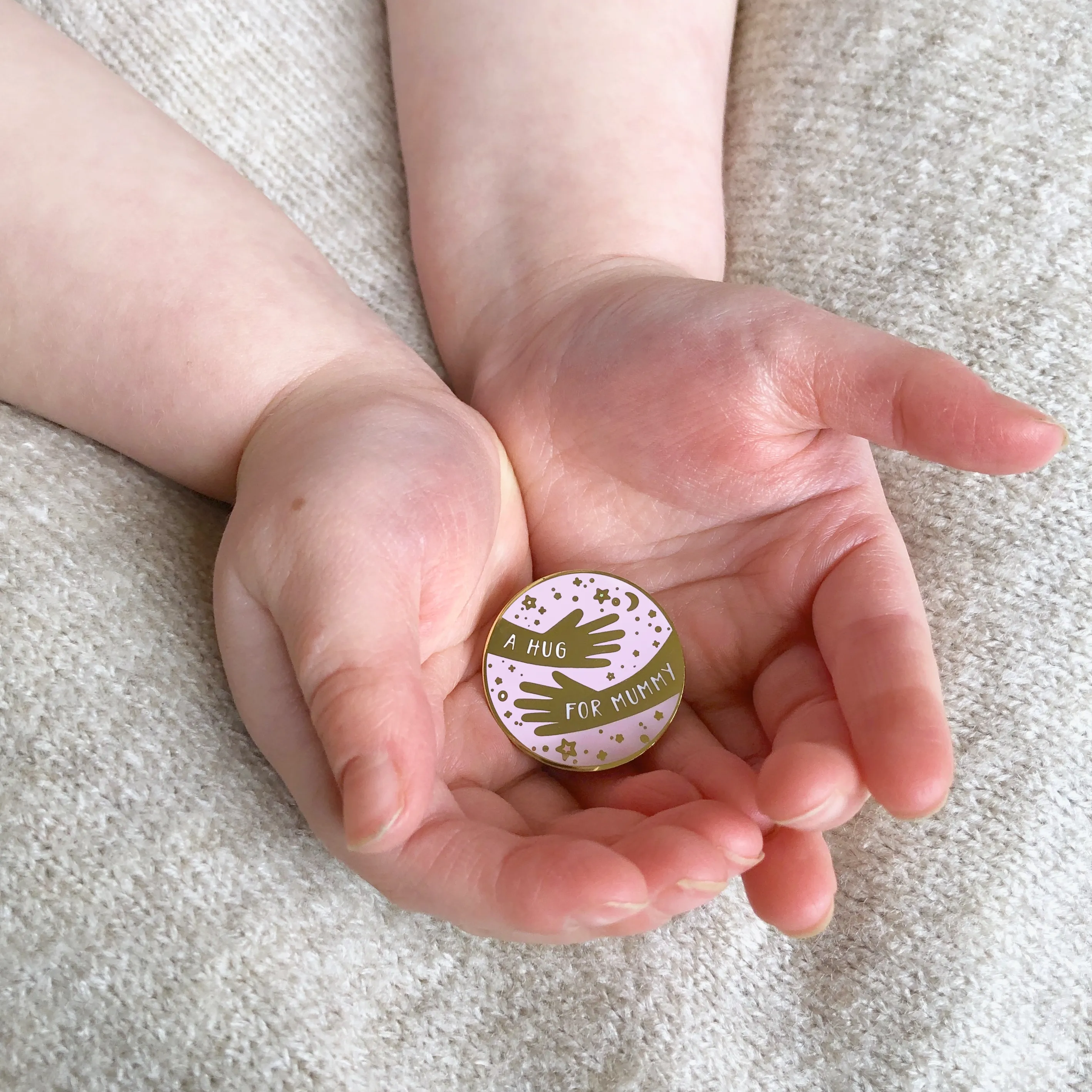 Personalised 'A Hug For Mummy' Pin Badge Card