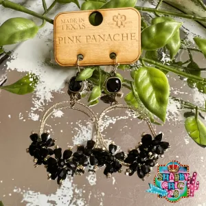 Pink Panache Black Floral Earrings