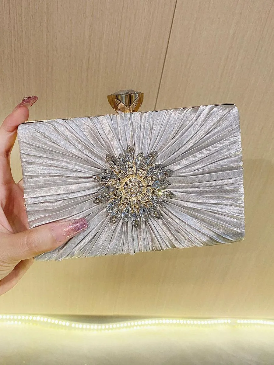 Pleated Sparkling Rhinestone Bag MNBF106