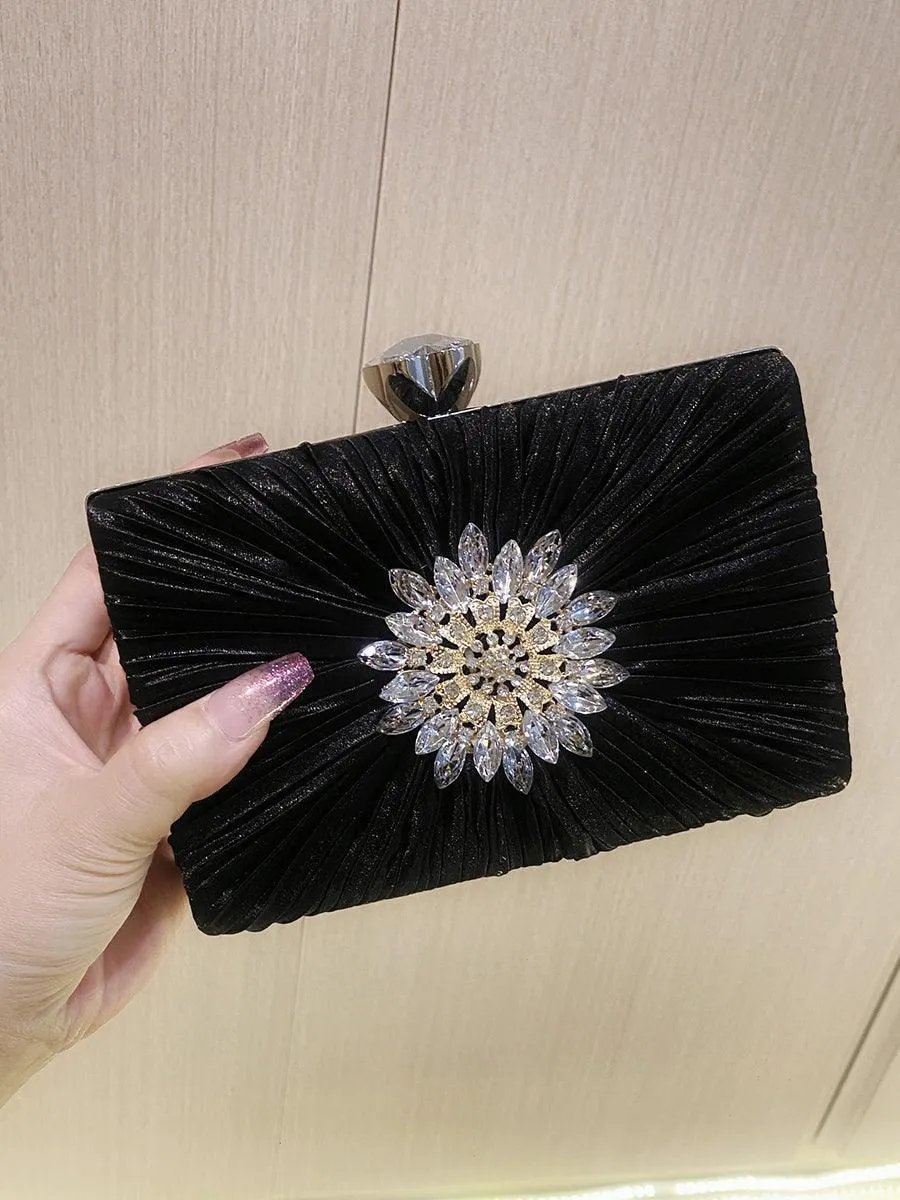 Pleated Sparkling Rhinestone Bag MNBF106