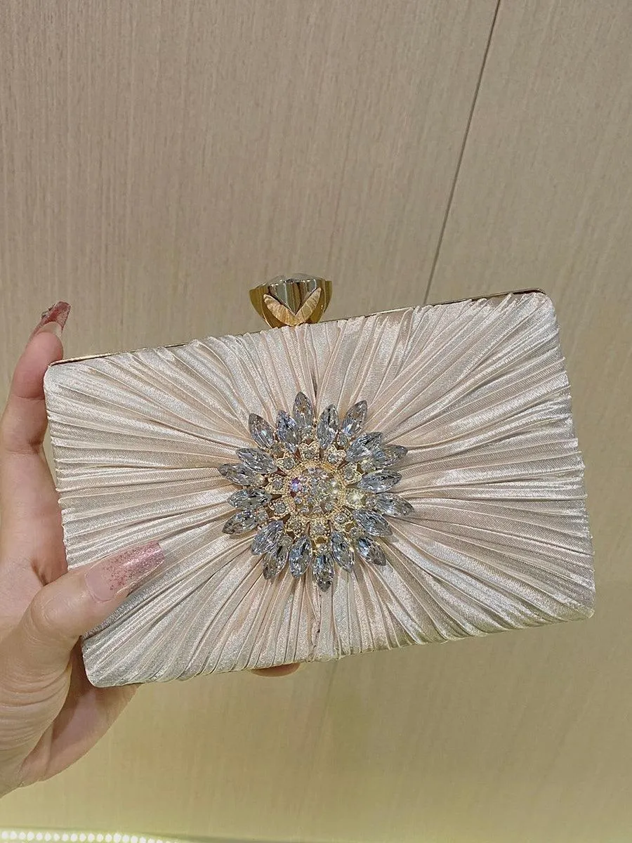Pleated Sparkling Rhinestone Bag MNBF106