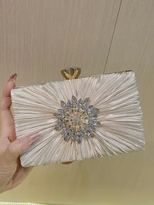 Pleated Sparkling Rhinestone Bag MNBF106