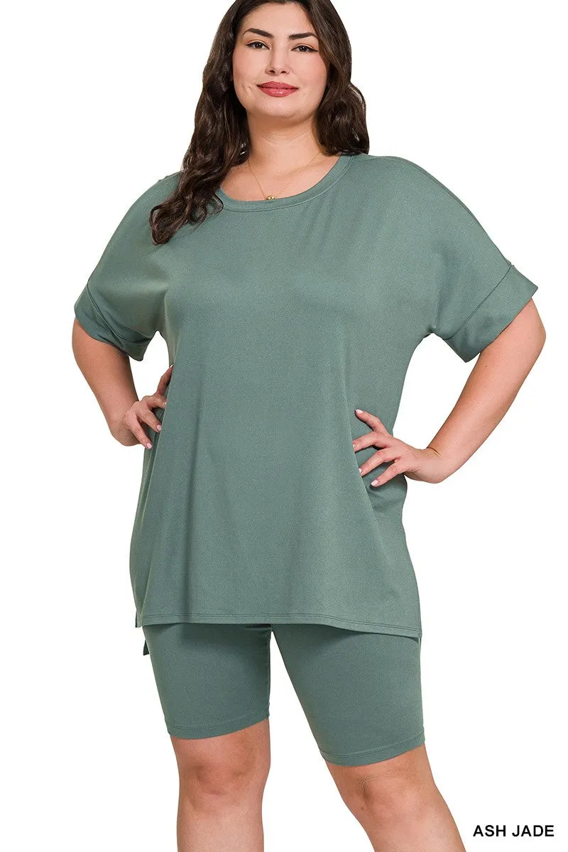 PLUS BRUSHED DTY MICROFIBER ROUND-NECK T