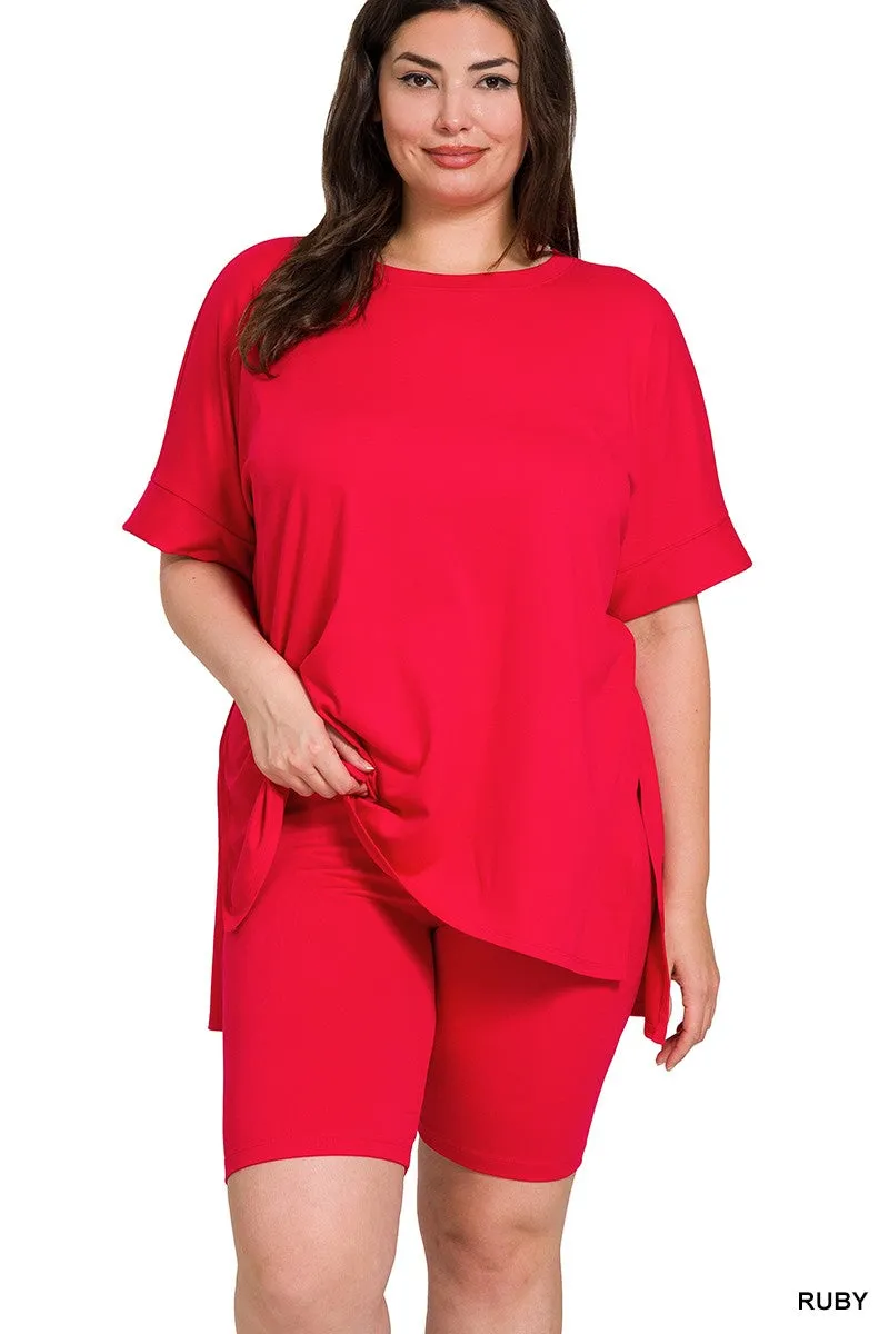 PLUS BRUSHED DTY MICROFIBER ROUND-NECK T