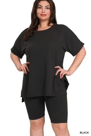 PLUS BRUSHED DTY MICROFIBER ROUND-NECK T
