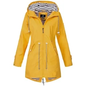 Plus Size Waterproof Windproof Yellow Raincoat Hoodie Yellow Raincoat Women's Ladies Yellow Raincoat