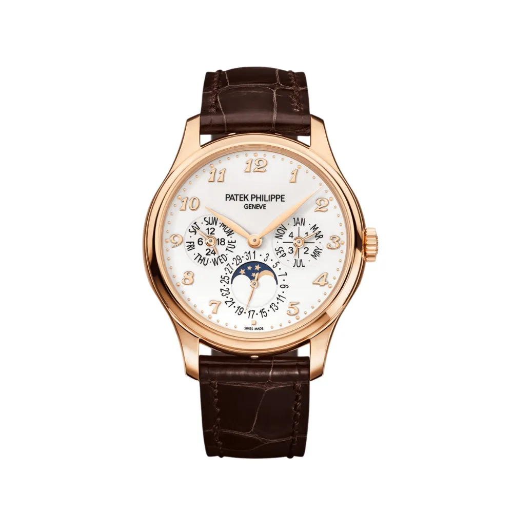 PP Luxury Watches Grand Complications 5327R-001 Perpetual Calendar Rose Gold White Dial