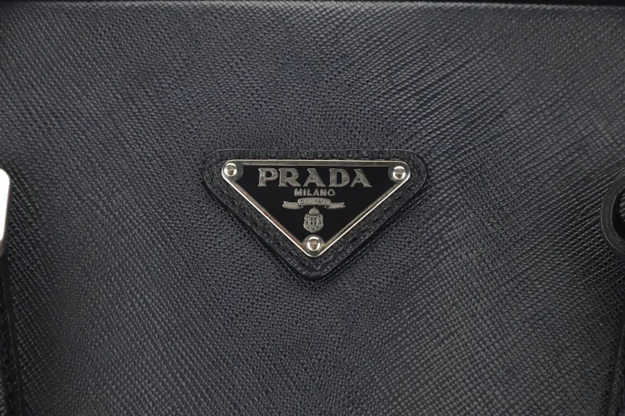 PRADA TRAVEL BRIEFCASE LARGE BALTICO SAFFIANO LEATHER (VA0891) SILVER HARDWARE WITH DUST COVER AND CARD