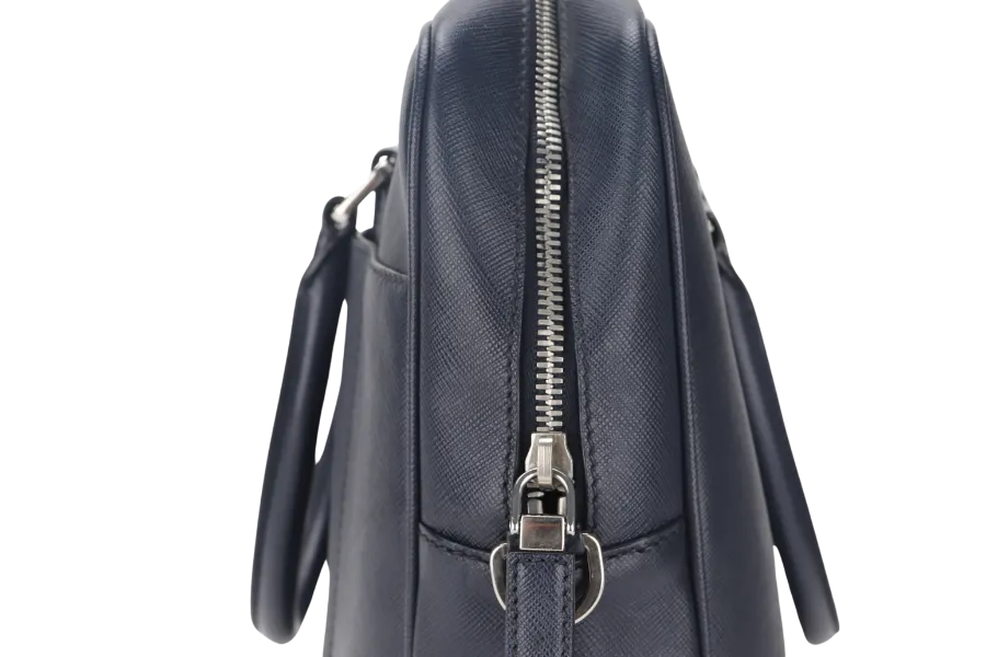 PRADA TRAVEL BRIEFCASE LARGE BALTICO SAFFIANO LEATHER (VA0891) SILVER HARDWARE WITH DUST COVER AND CARD
