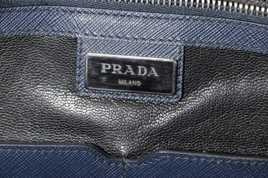 PRADA TRAVEL BRIEFCASE LARGE BALTICO SAFFIANO LEATHER (VA0891) SILVER HARDWARE WITH DUST COVER AND CARD
