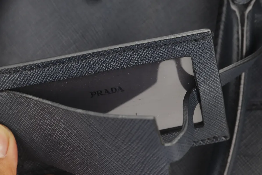 PRADA TRAVEL BRIEFCASE LARGE BALTICO SAFFIANO LEATHER (VA0891) SILVER HARDWARE WITH DUST COVER AND CARD
