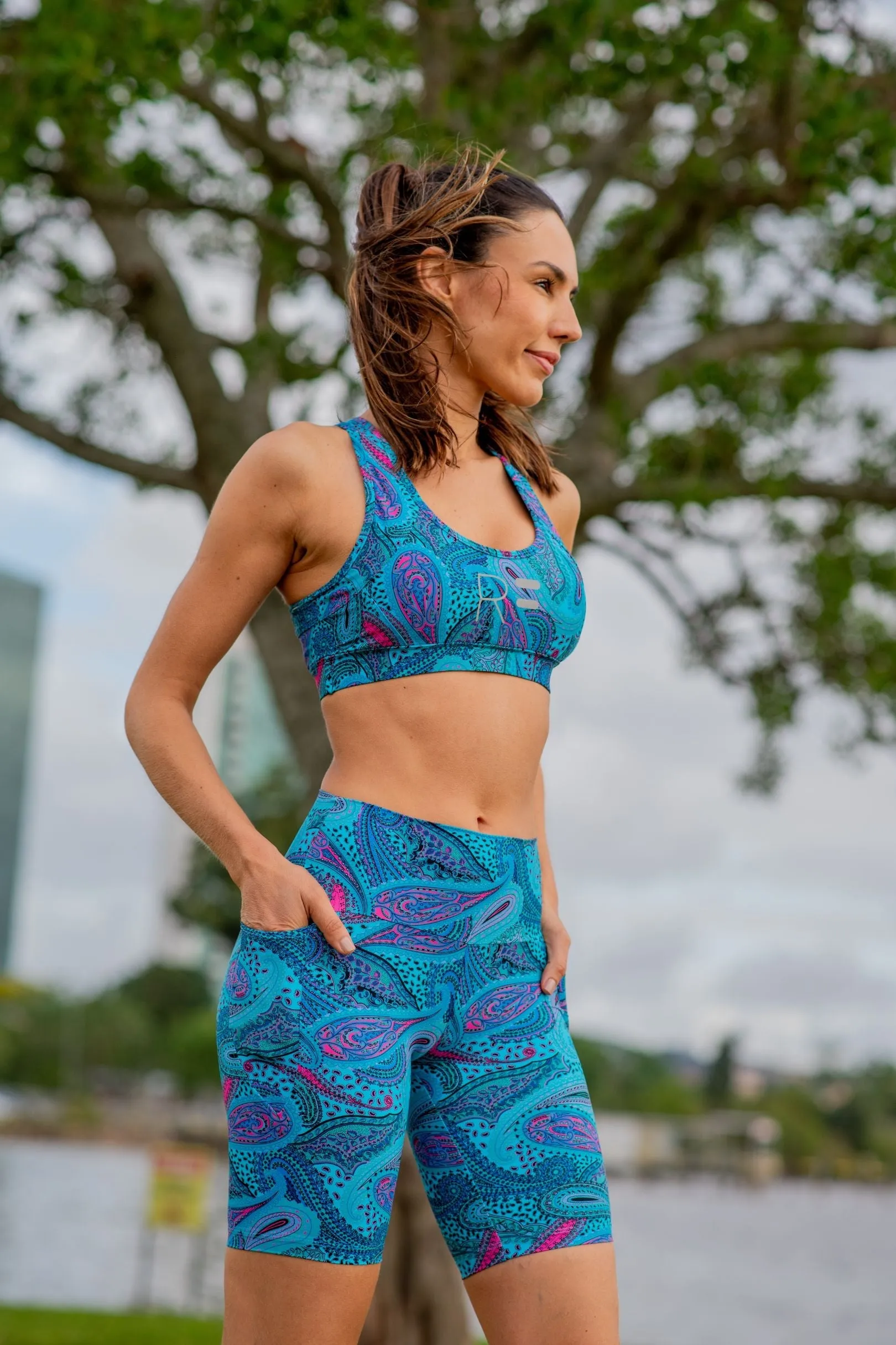 Preorder - Mid Waist Long Shorts - Paisley