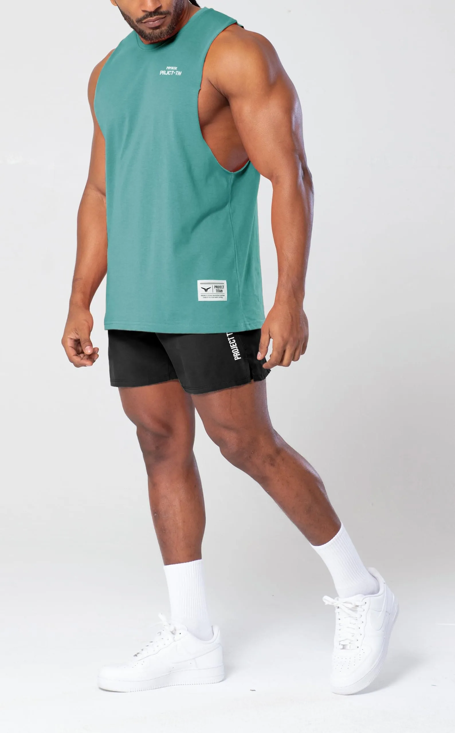 Project Titan Men's Icon Workout Drop Arm Tank Top Cut Off Sleeveless Gym Shirt
