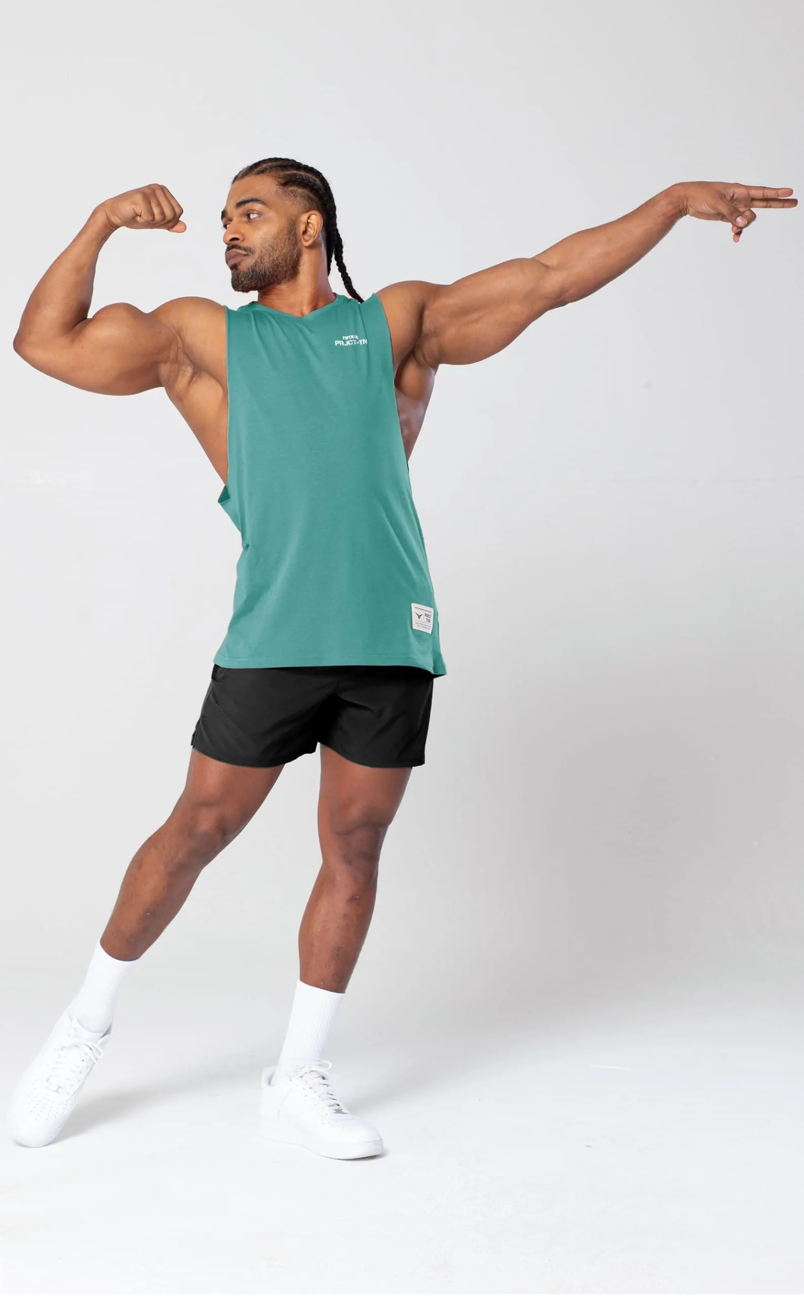 Project Titan Men's Icon Workout Drop Arm Tank Top Cut Off Sleeveless Gym Shirt