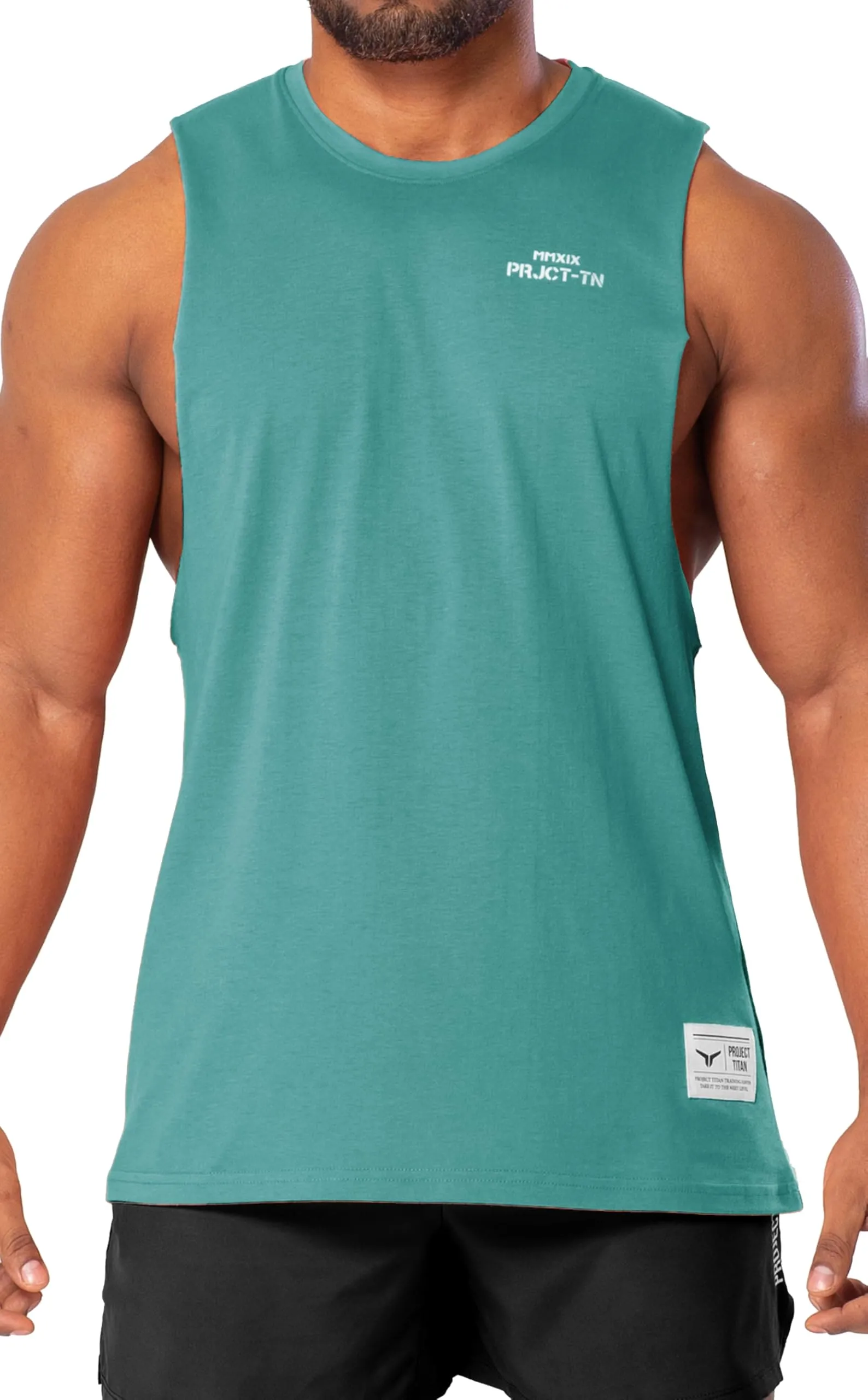 Project Titan Men's Icon Workout Drop Arm Tank Top Cut Off Sleeveless Gym Shirt