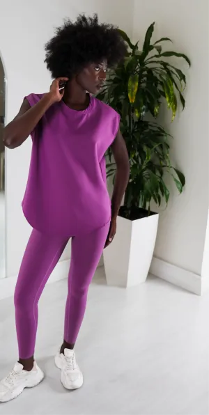 Purple Buttery Soft Everyday Leggings & Top Set 25" - Yoga, Workout, Lounge