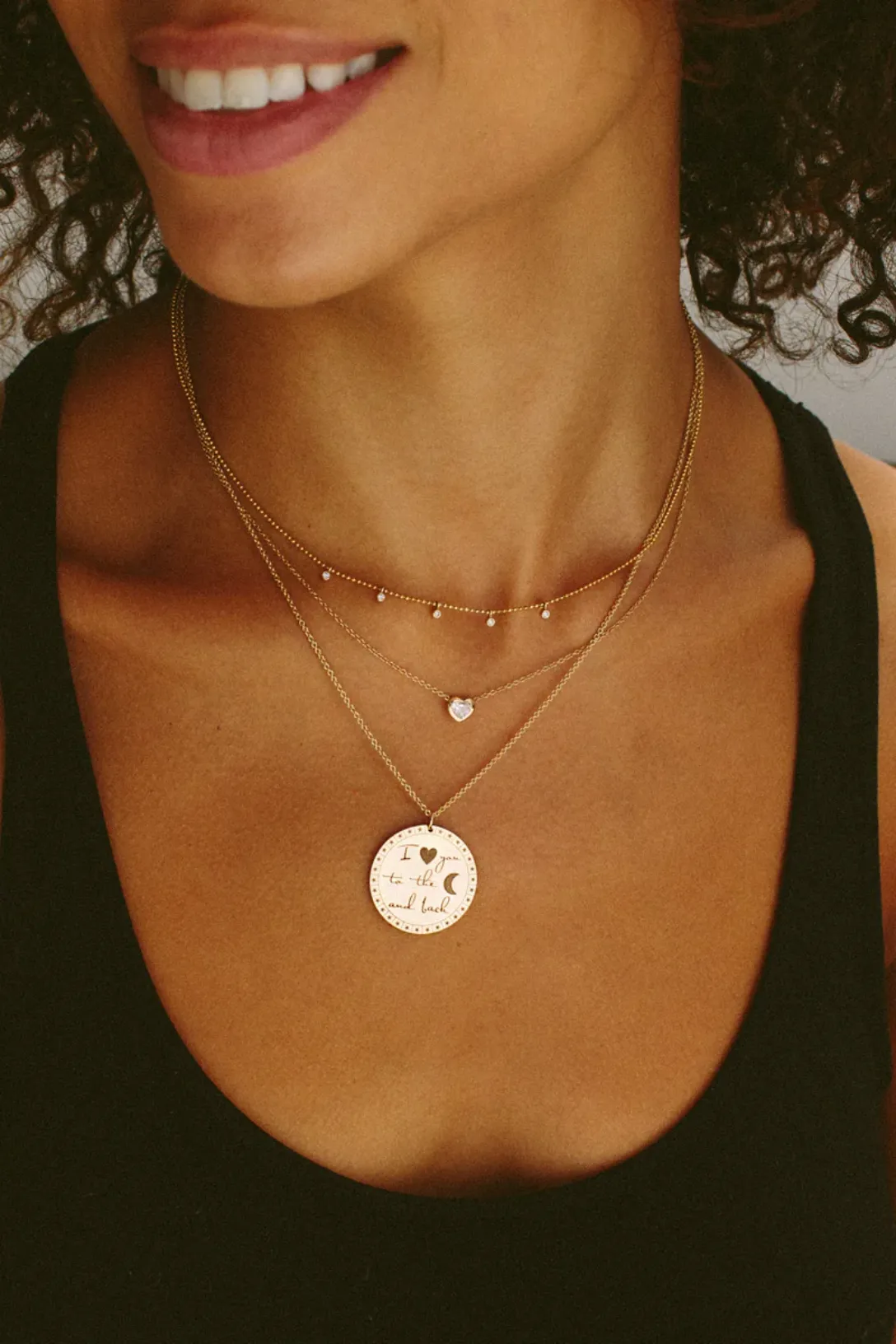 "I Love You To The Moon and Back" Mantra Necklace