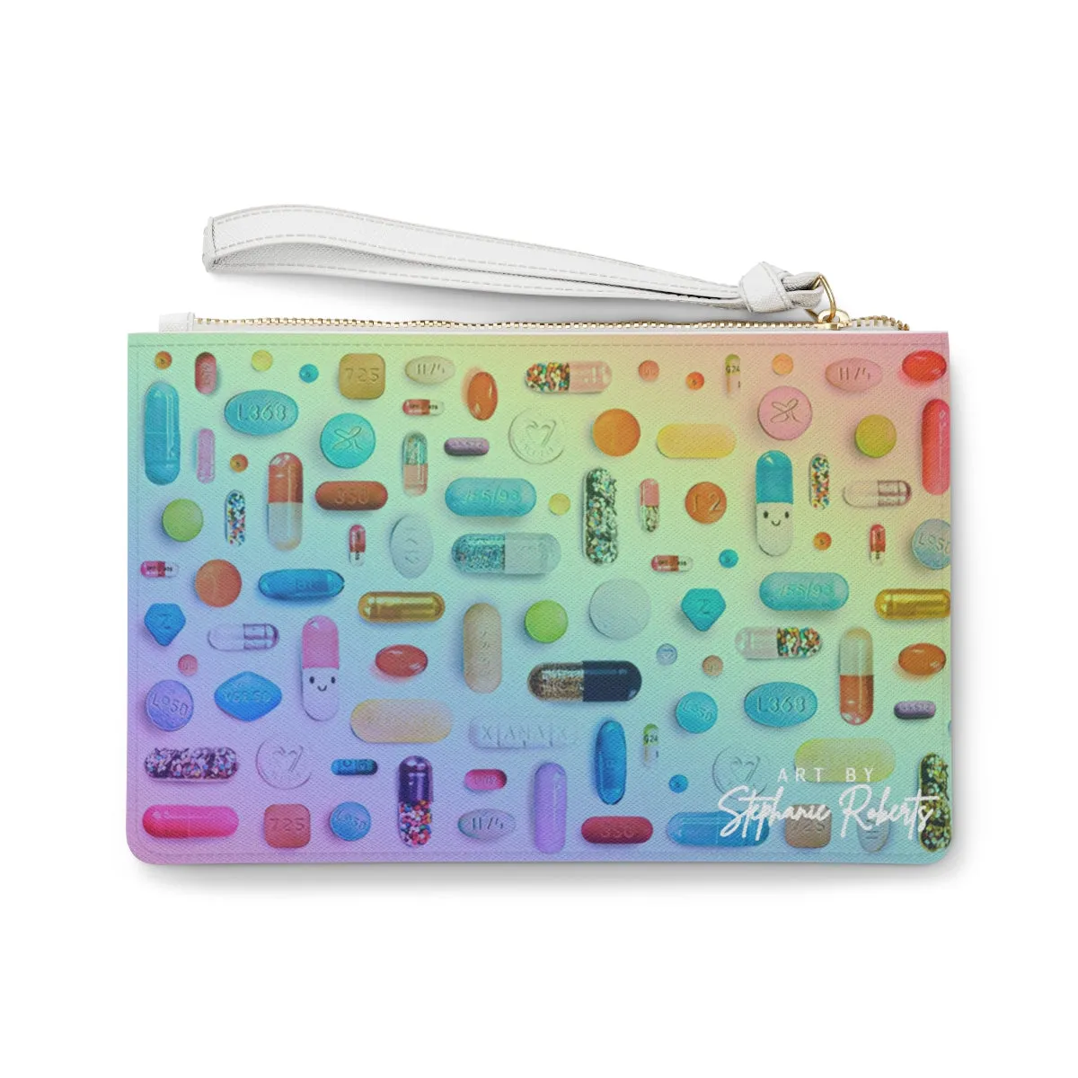 Rainbow Pill Grid Clutch Bag