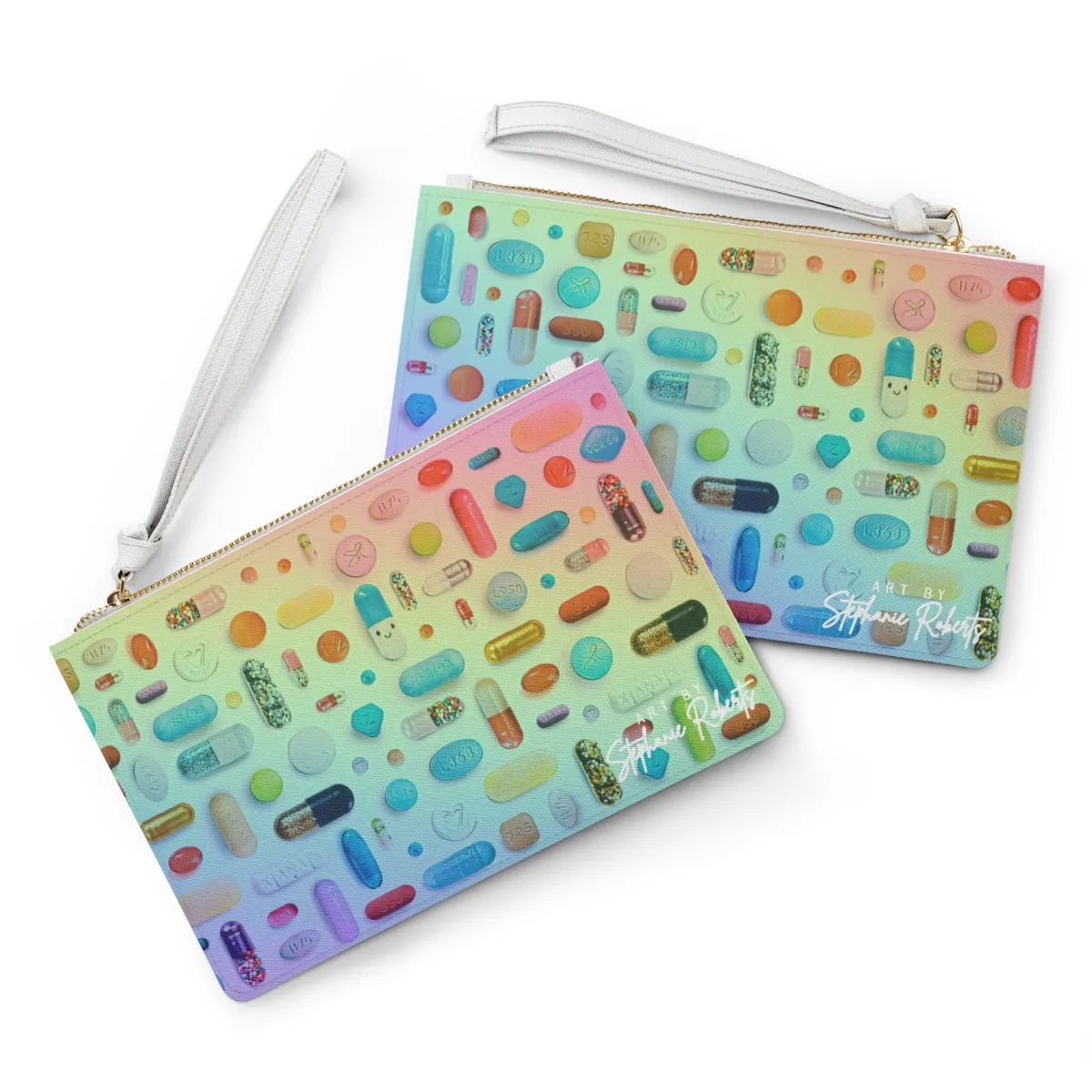 Rainbow Pill Grid Clutch Bag