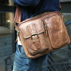 Retro Men Messenger Bag Full Grain Leather Tote Shoulder Bag Crossbody Bag Z6840