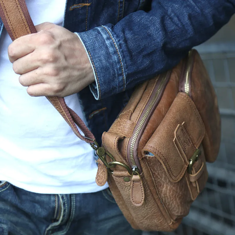 Retro Men Messenger Bag Full Grain Leather Tote Shoulder Bag Crossbody Bag Z6840