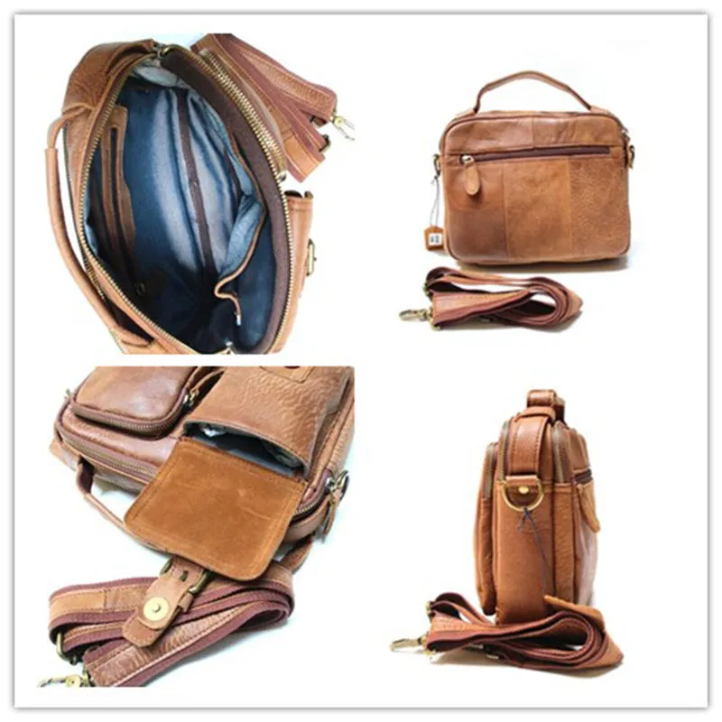 Retro Men Messenger Bag Full Grain Leather Tote Shoulder Bag Crossbody Bag Z6840