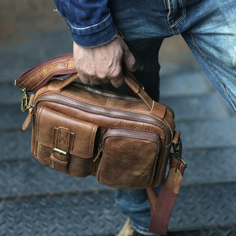 Retro Men Messenger Bag Full Grain Leather Tote Shoulder Bag Crossbody Bag Z6840