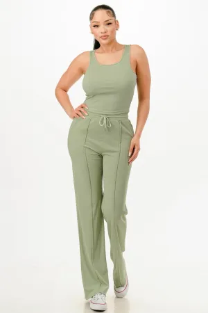 Ribbed Tank Top And Pant Set